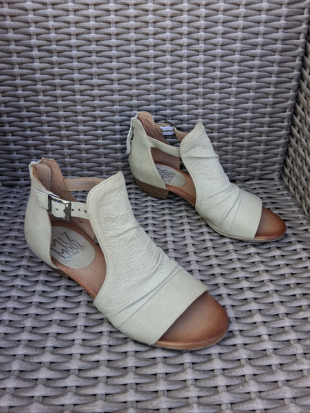 Miz Mooz Open-Toe Sandals in Cream and Brown